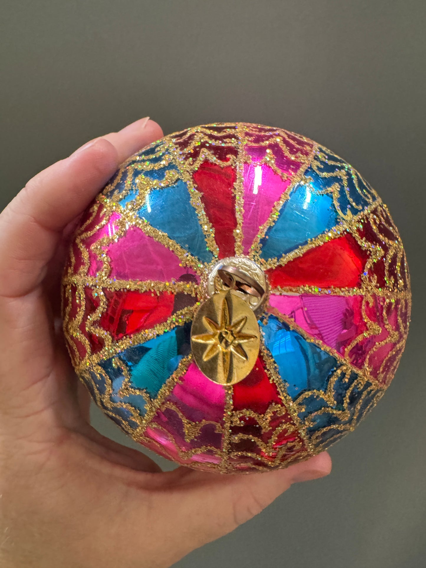 Christopher RADKO 'GILDED CHARMS' BALL DROP GLITTER ORNAMENT RARE #01-0345-0