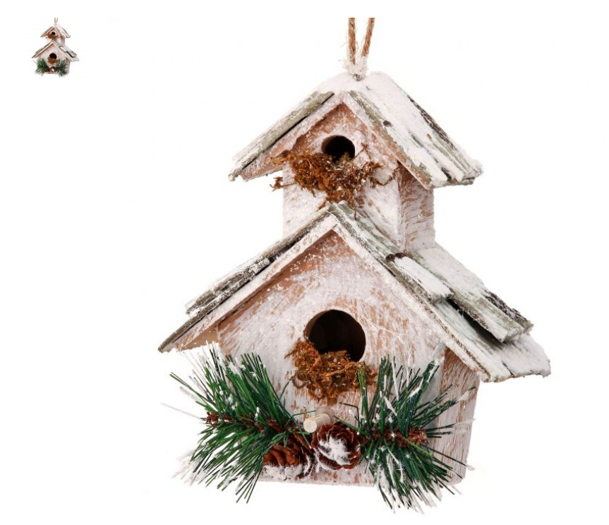 5.5" FROSTED BIRDHOUSE ORNAMENT