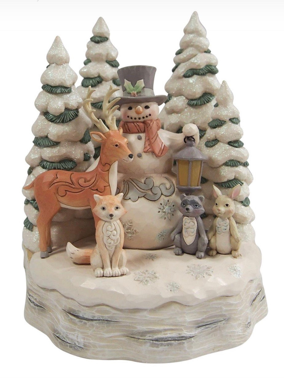 Wdlnd Snowman with Forest Figure