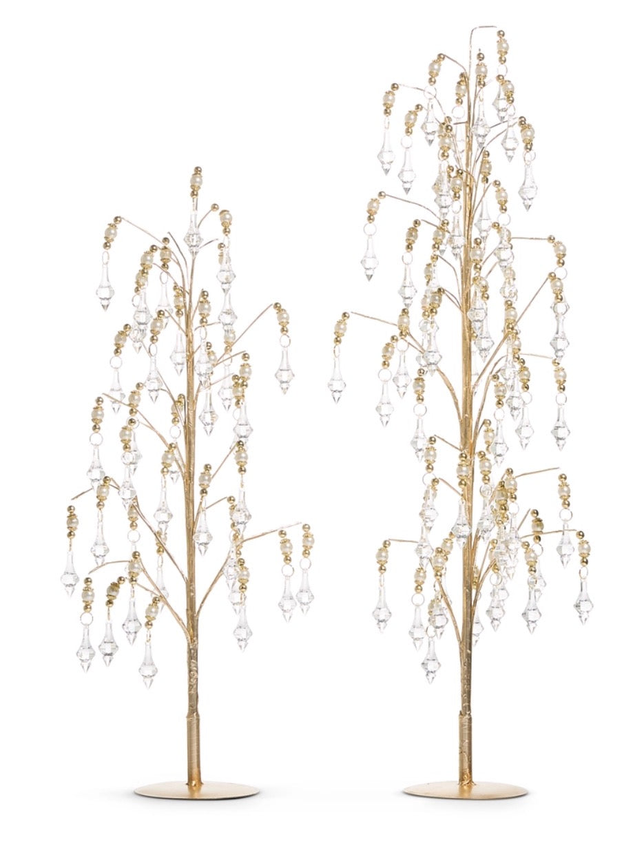 Raz Imports GoldTree dripping crystals 22"&28" set