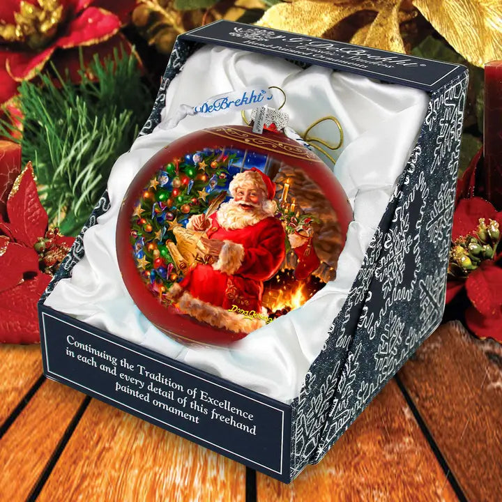 Wish List Santa Lg Glass Ornament in Red LTD