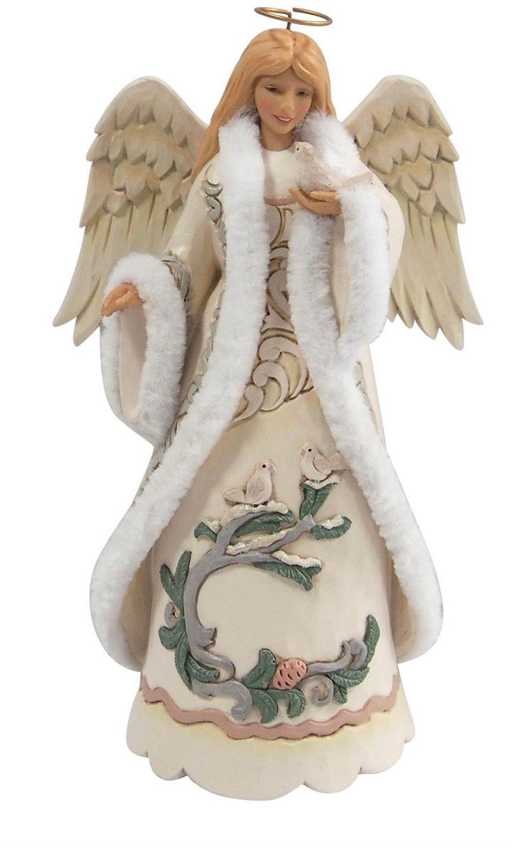 Wdlnd Angel with Dove Figurine