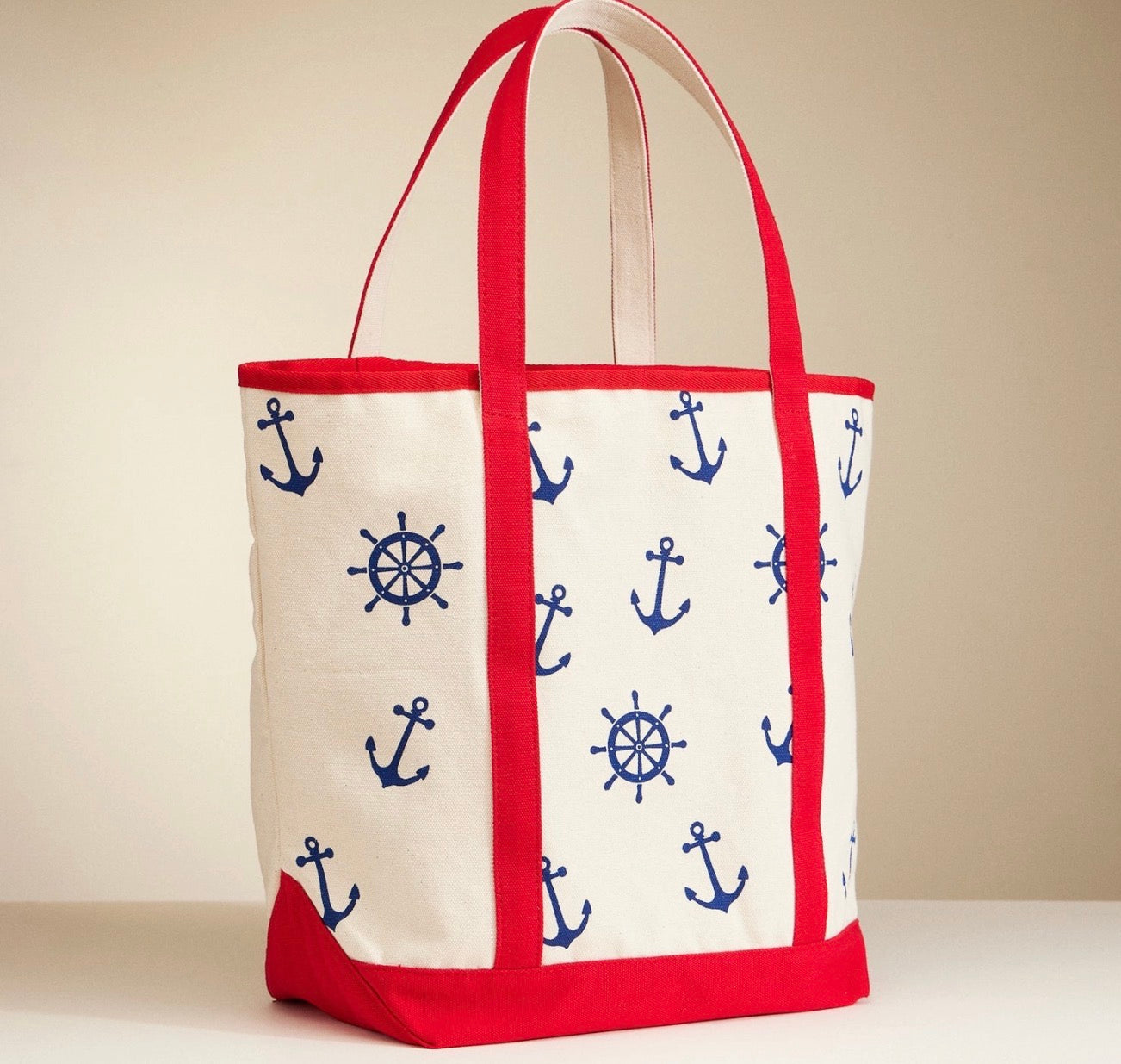 Canvas Tote Bag with Nautical Anchor Print