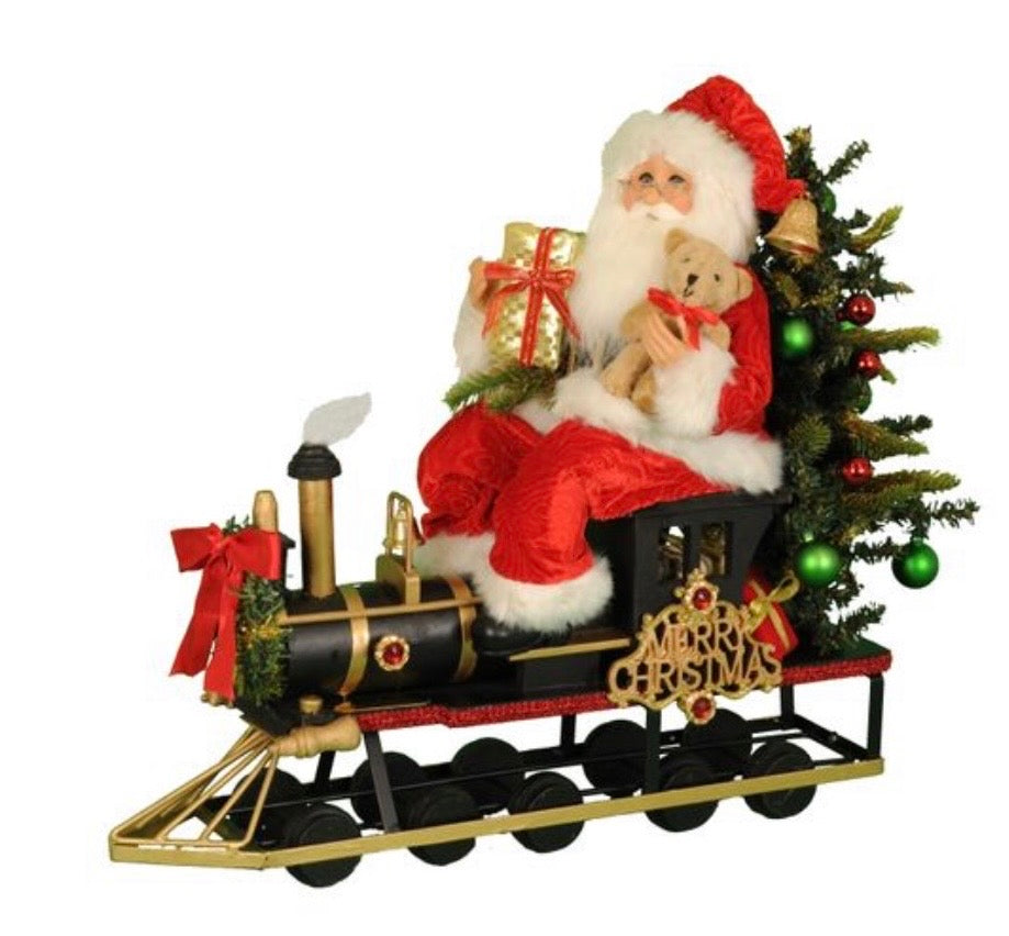 Lighted Merry Christmas Train Santa