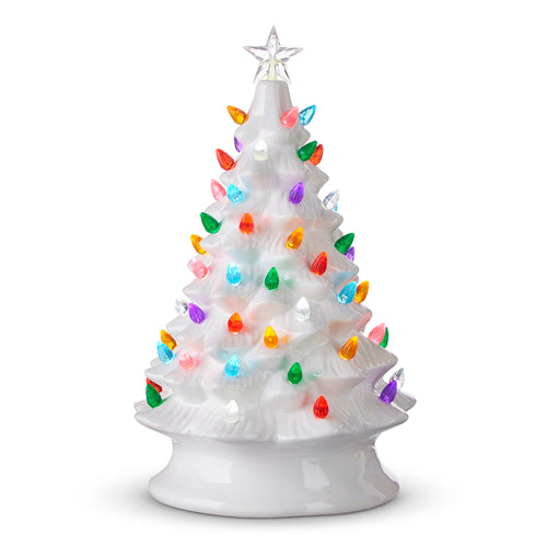 "SB" 13" W/ TIMER VINTAGE WHITE LIGHTED TREE