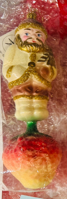 1997 Christopher Radko 9" Strawberry Santa Ornament