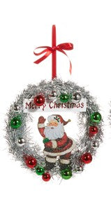 8" Vintage Tinsel Wreath Greeting Ornament