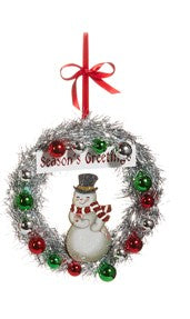 8" Vintage Tinsel Wreath Greeting Ornament
