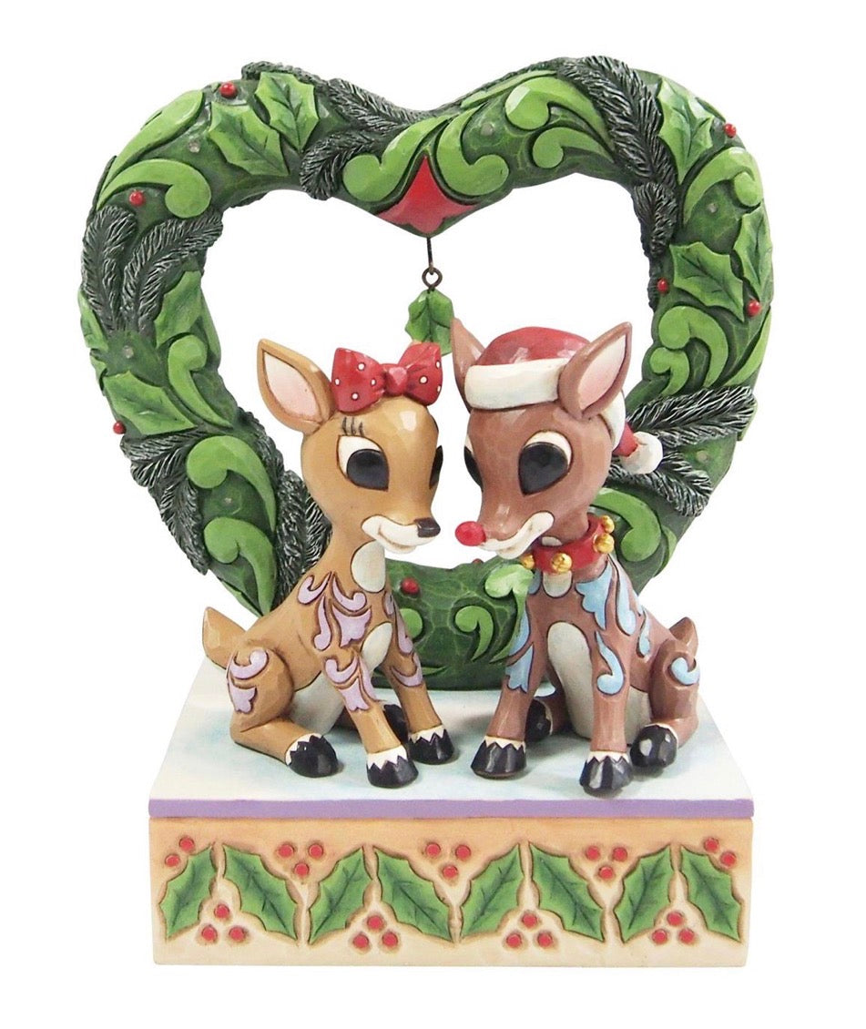 Rudolph & Clarice Heart Wreath