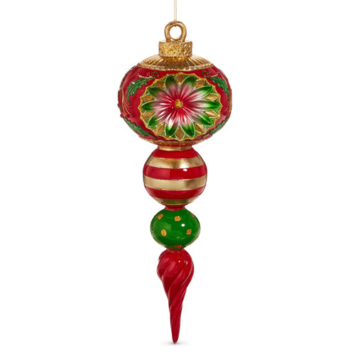 12" VINTAGE RED AND GREEN FINIAL ORNAMENT