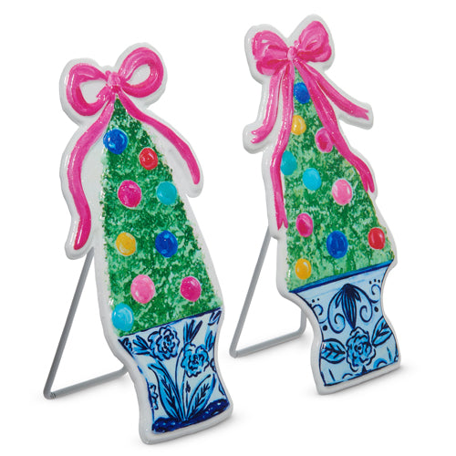7" CHINOISERIE DECORATED TREE EASEL