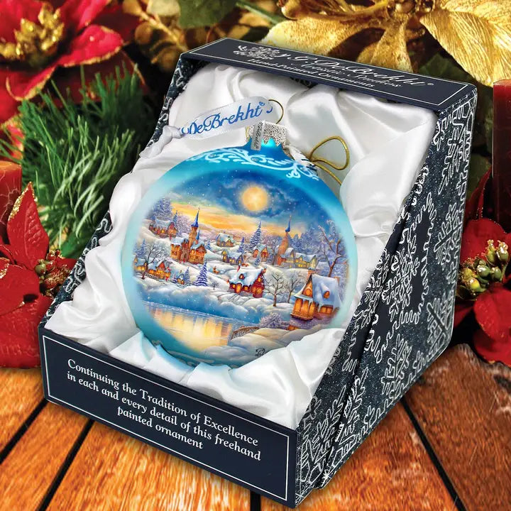 Magic Winter Village Ball Glass Ornament