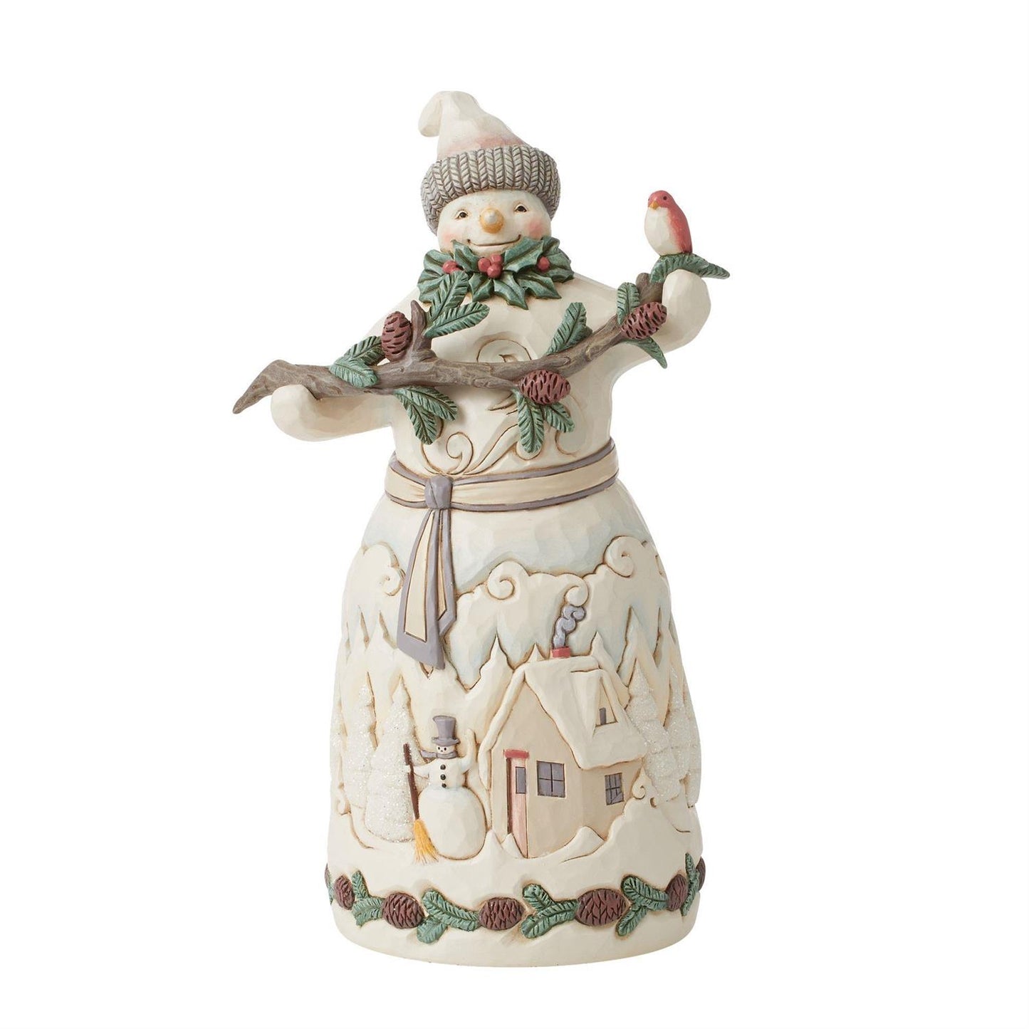 Snowman with Pine Garland Figure