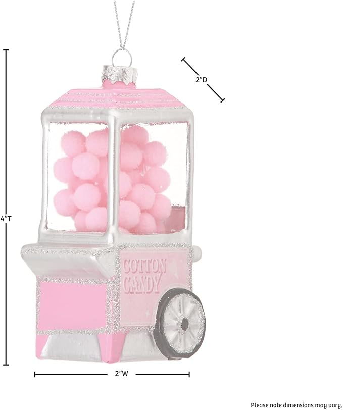 4" GLASS COTTON CANDY MACHINE ORNAMENT