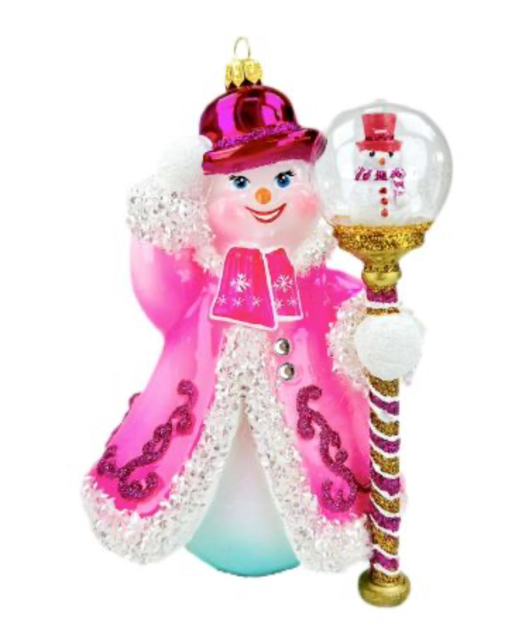SNOWMAN WITH GLOBE-PINK