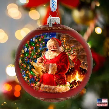 Wish List Santa Lg Glass Ornament in Red LTD