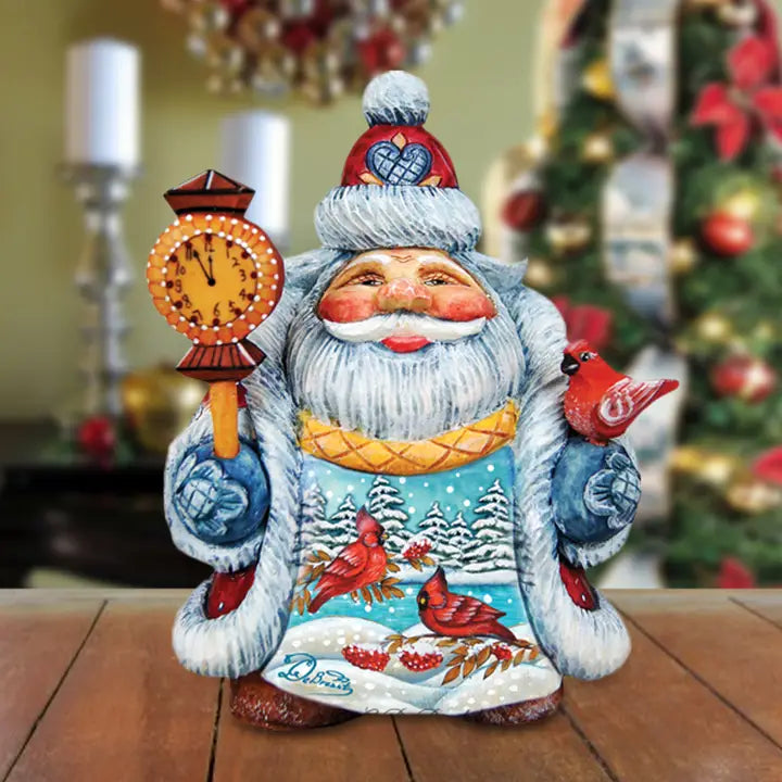 Scenic Santa with Cardinals Handpainted Figurine