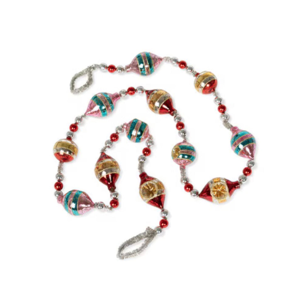 Retro Tinsel and Glass Finial Garland, 60"
