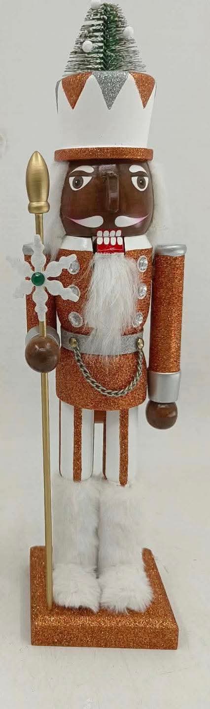 15" African American Green Tinsel Tree Nutcracker