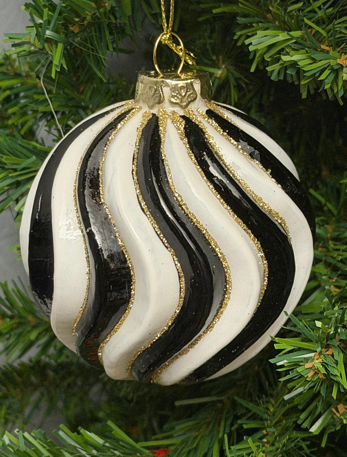Black and White Pattern Ball Ornament