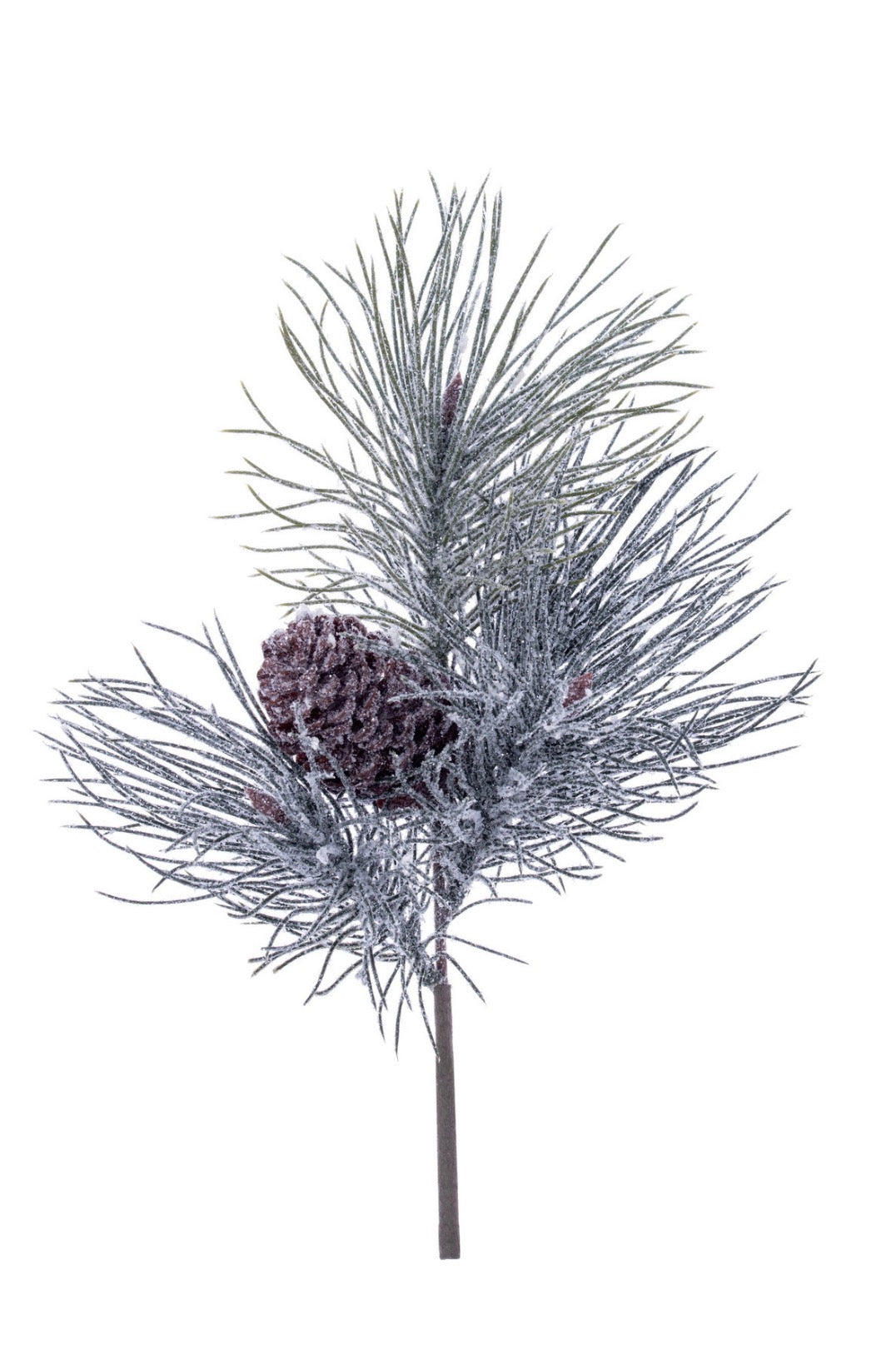 14" Frosted Pine Stem Pinecone 3/Bag