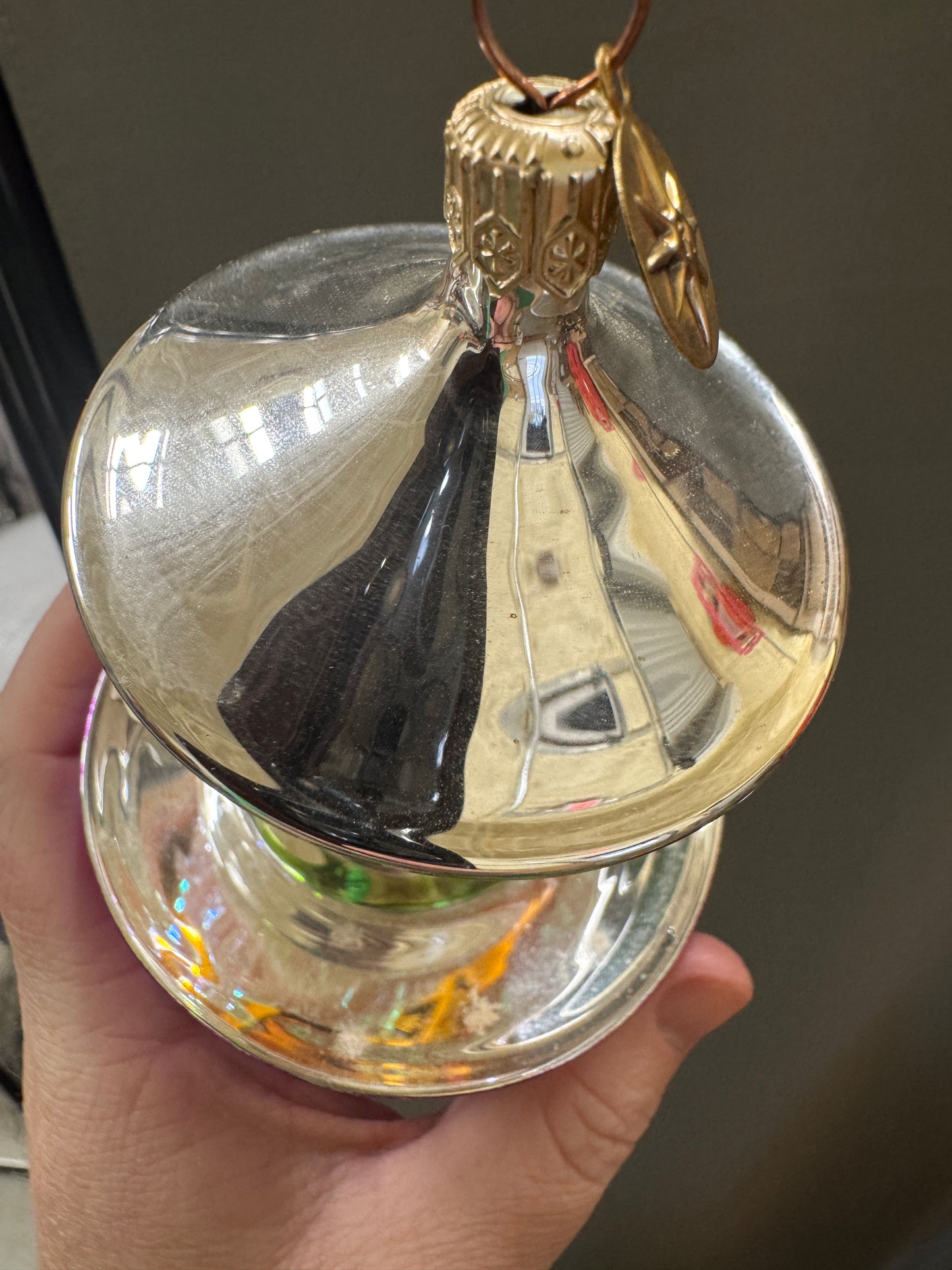 1999 CHRISTOPHER RADKO "Future Streamlined" Green Glass Christmas Ornament RARE