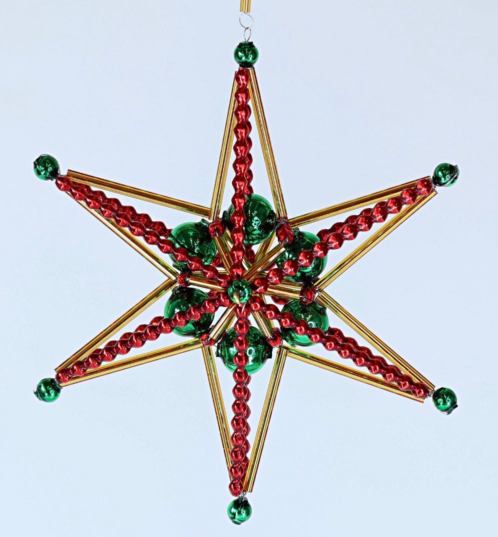 Red,Green and Gold Beaded Star