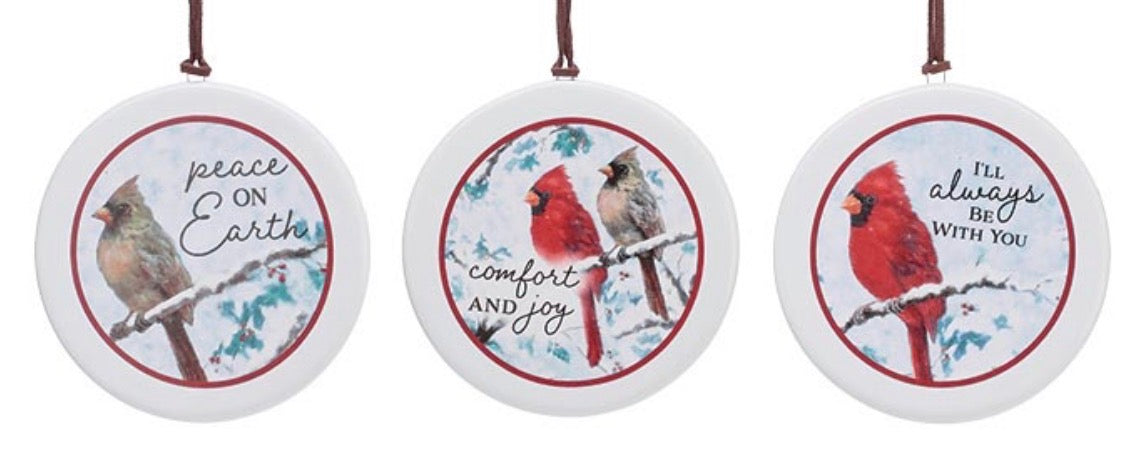 Yuletide Cardinal Disc Ornament
