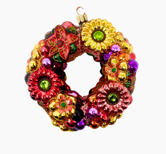 Floral Wreath Glass Ornament