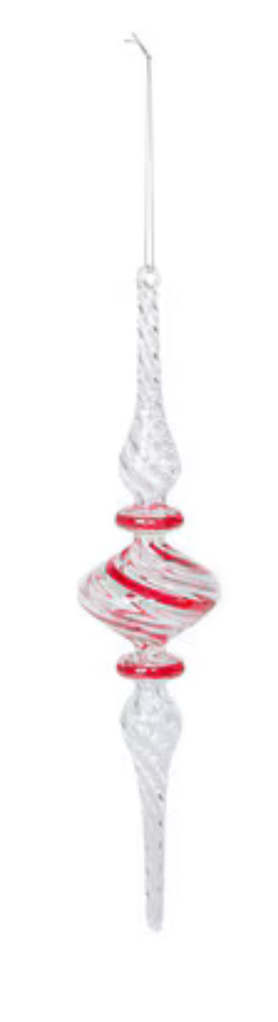 Peppermint Twist Blown Glass Finial Ornament