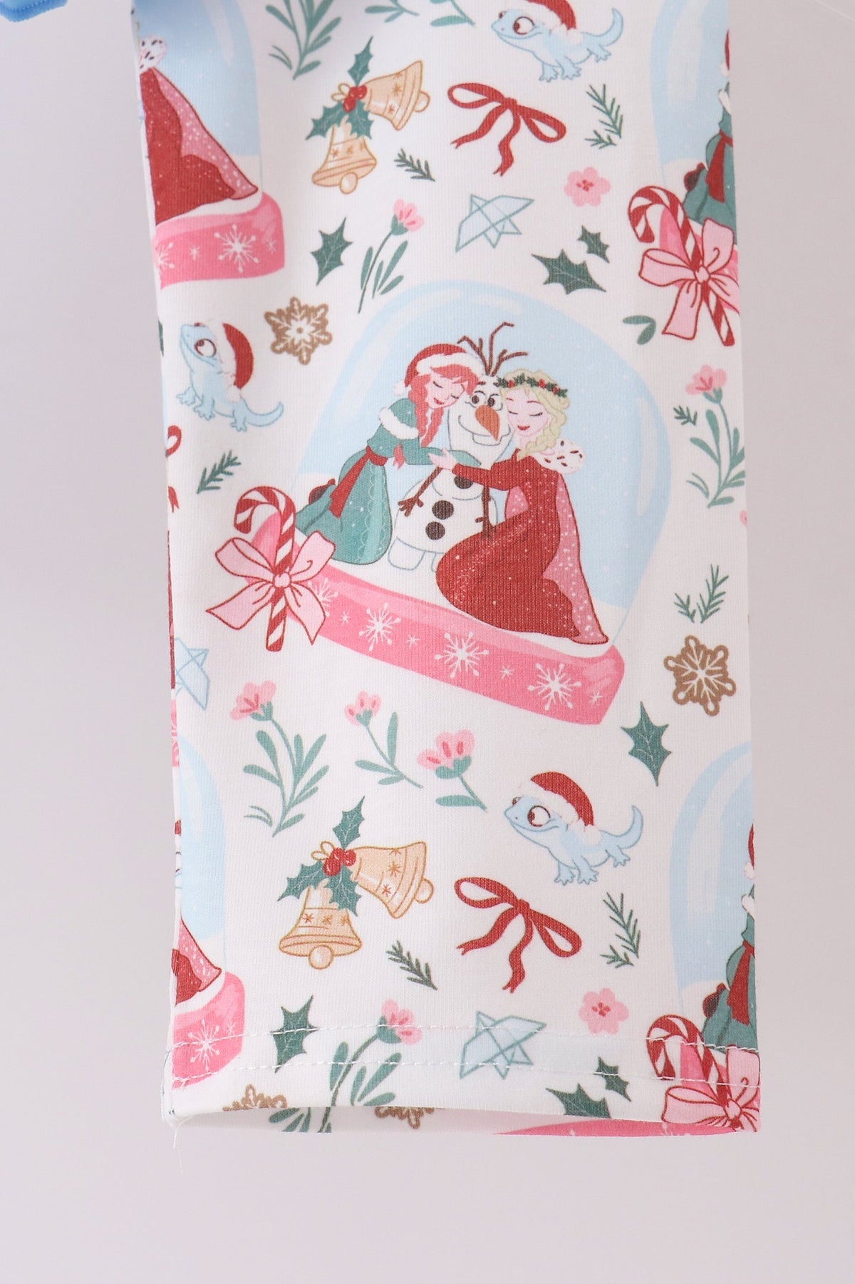 Blue frozen embroidery ruffle pants set