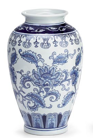 BLUE FLORAL ASSORTED PORCELAIN VASES