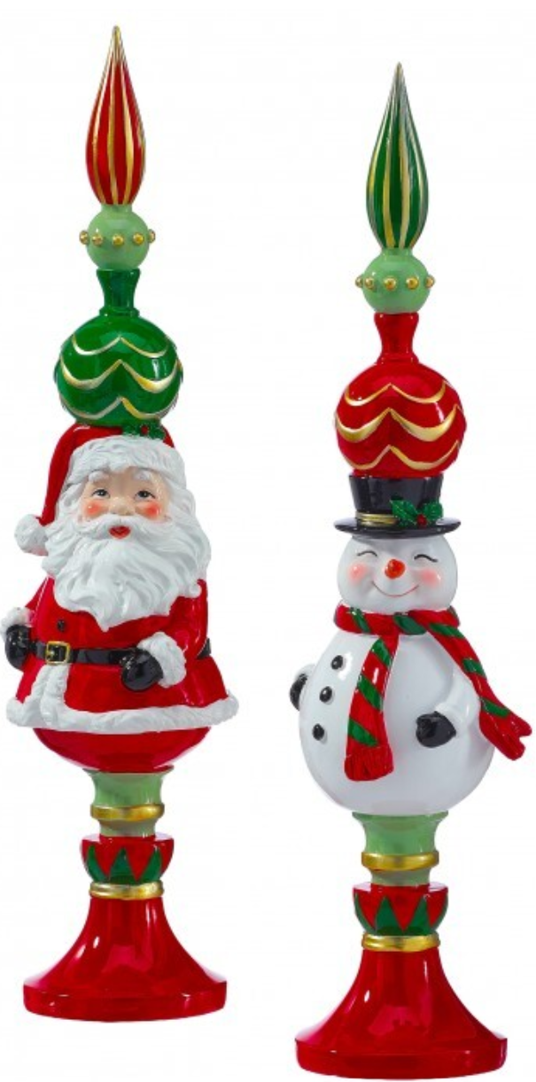 15" RESIN SANTA/SNOWMAN FINIAL
