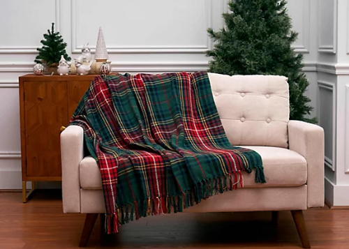 Green Lennox Plaid Throw