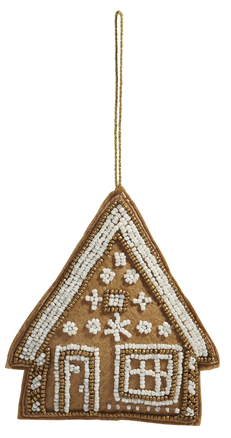 4.5" Embroidered Gingerbread House Ornament