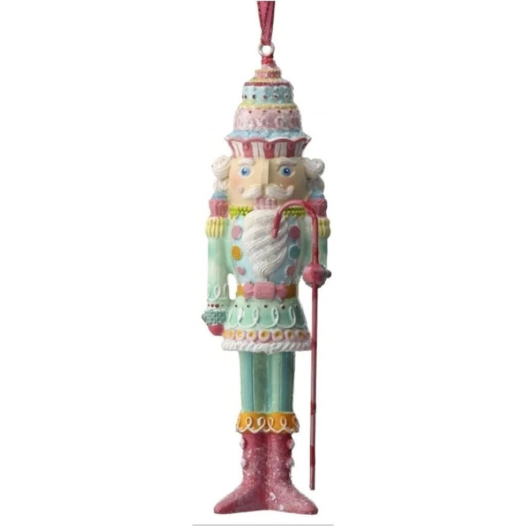 6" RESIN PASTEL CANDY NUTCRACKER ORNAMENT