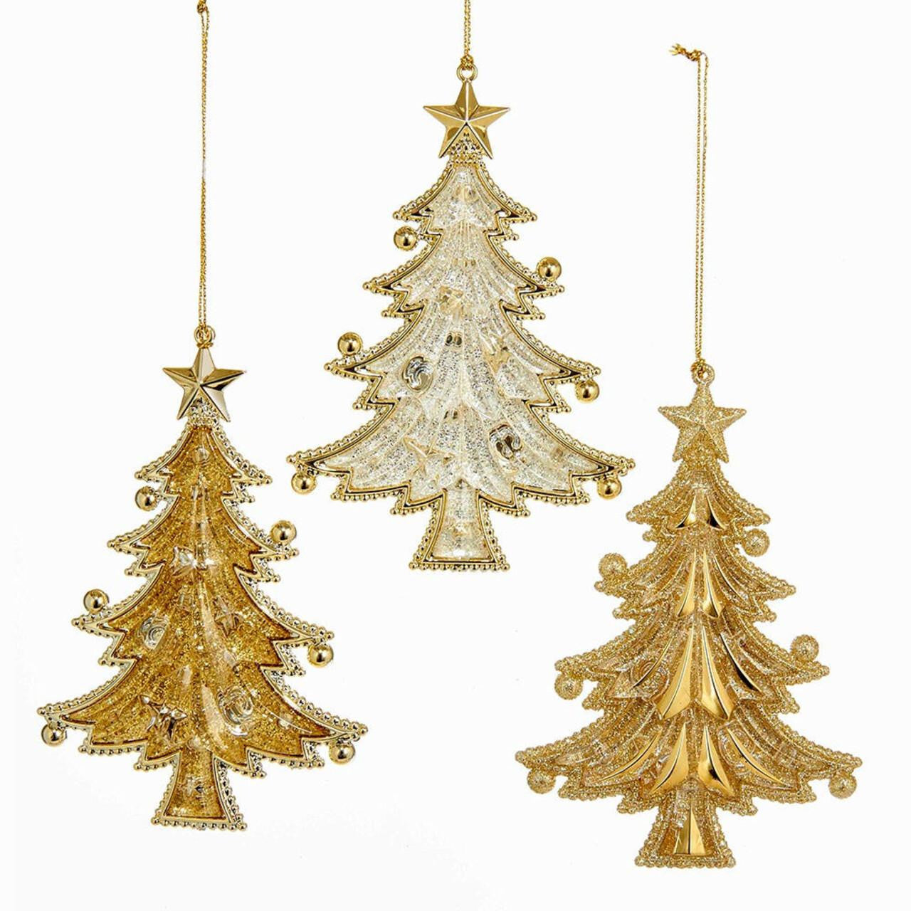 Gold Glitter Christmas Tree Acrylic Ornaments
