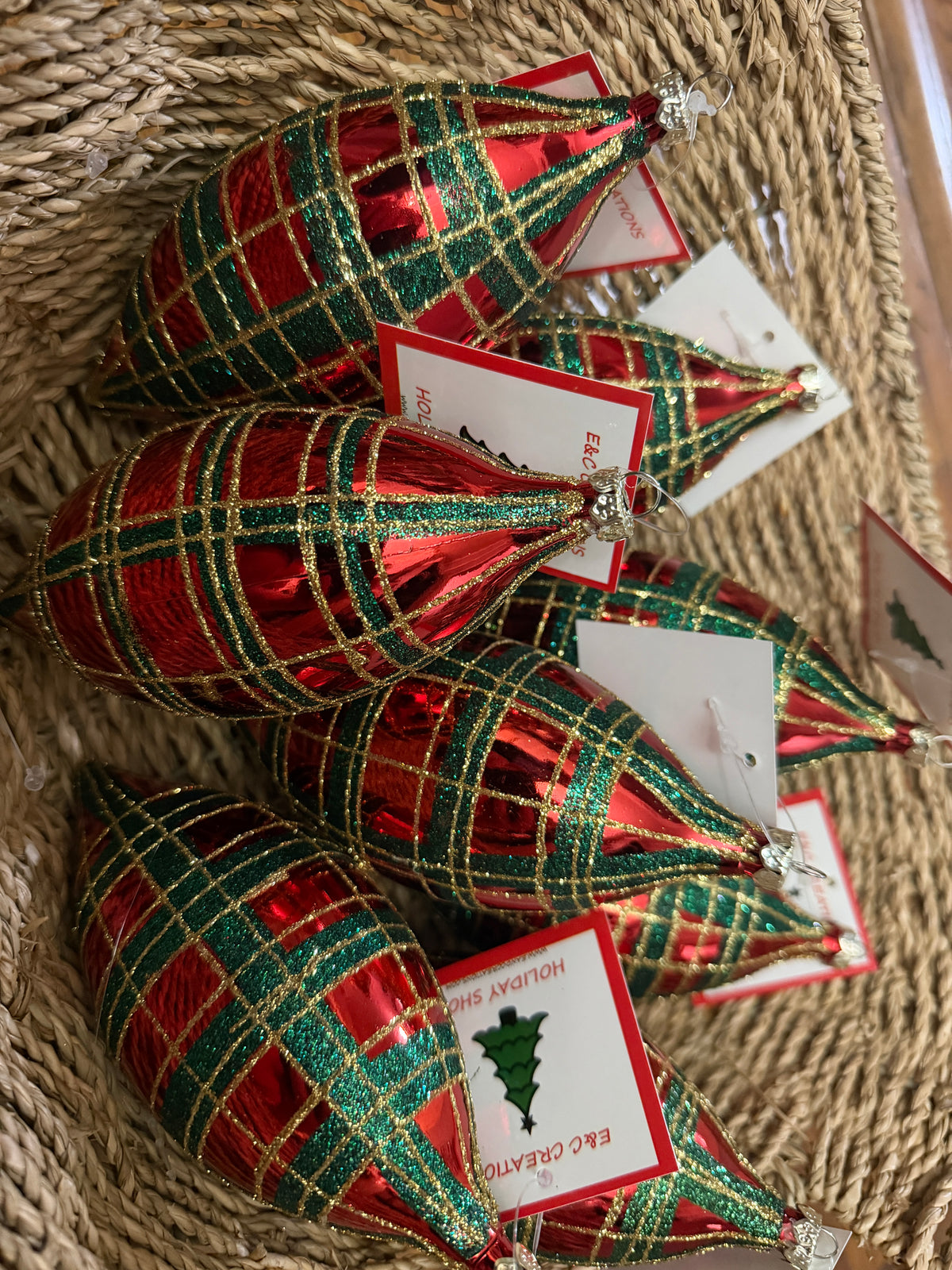 Plaid Teardrop Ornament