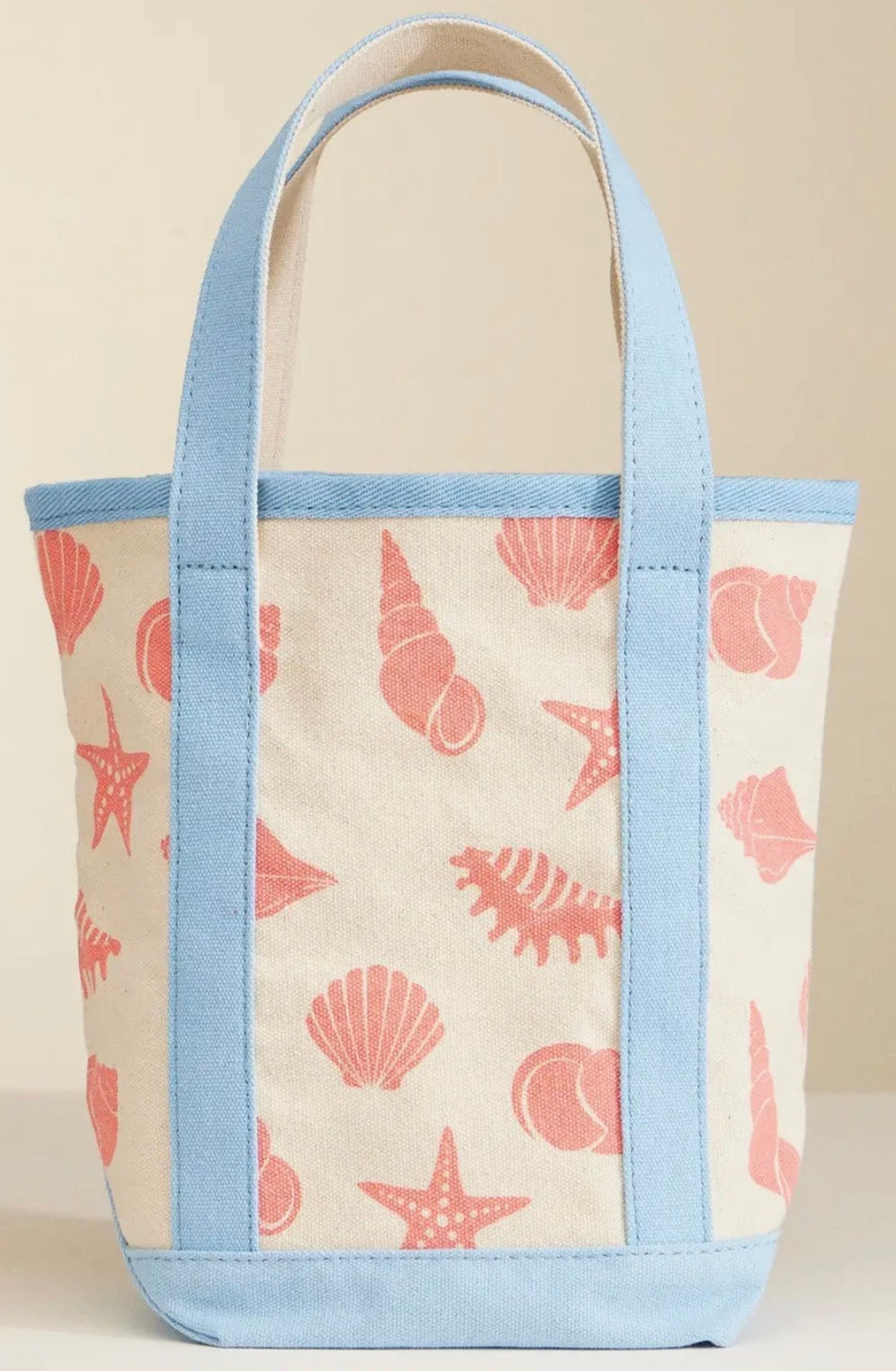 Canvas Tote Bag with Seashell Print