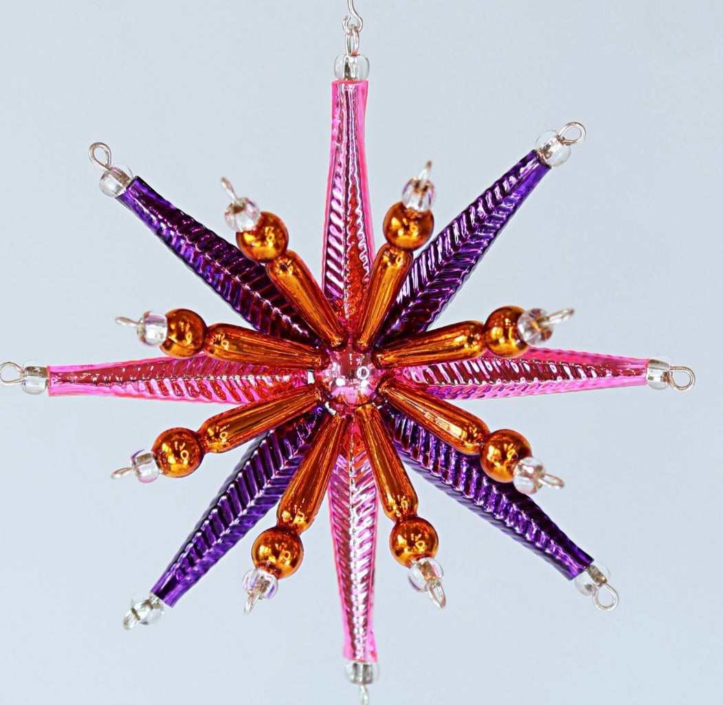 Purple,Pink and Orange Sunburst Star Set of 2