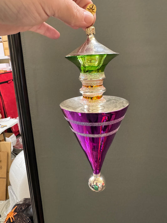 1999 CHRISTOPHER RADKO "Future Streamlined" Green Glass Christmas  Ornament RARE