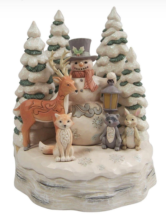 Wdlnd Snowman with Forest Figure