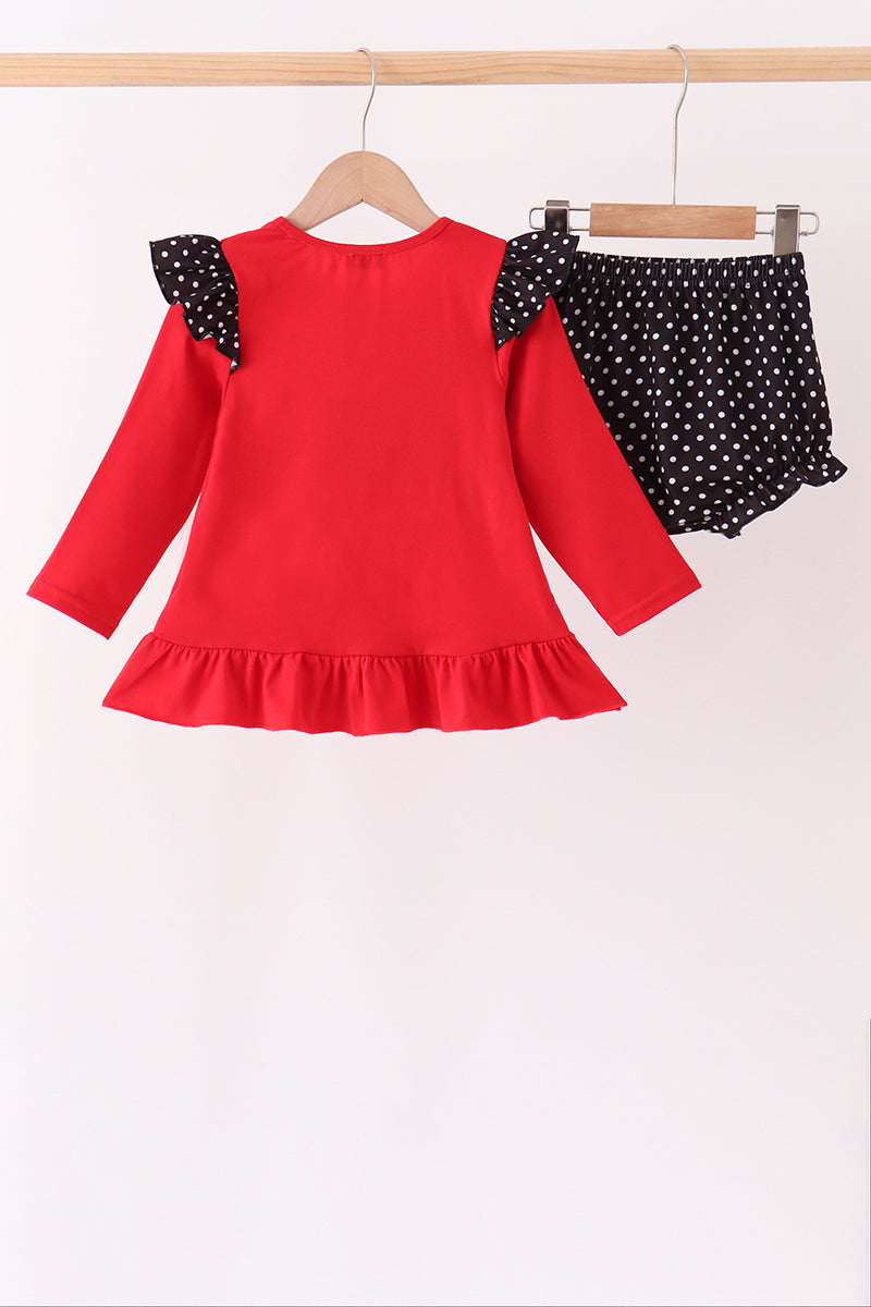 Red Milk Cookies French Knot Bloomer Set