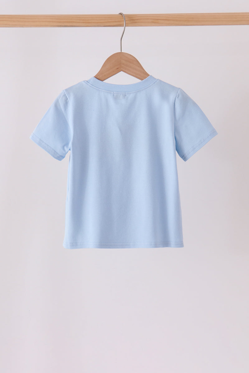 Blue pumpkin embroidery top