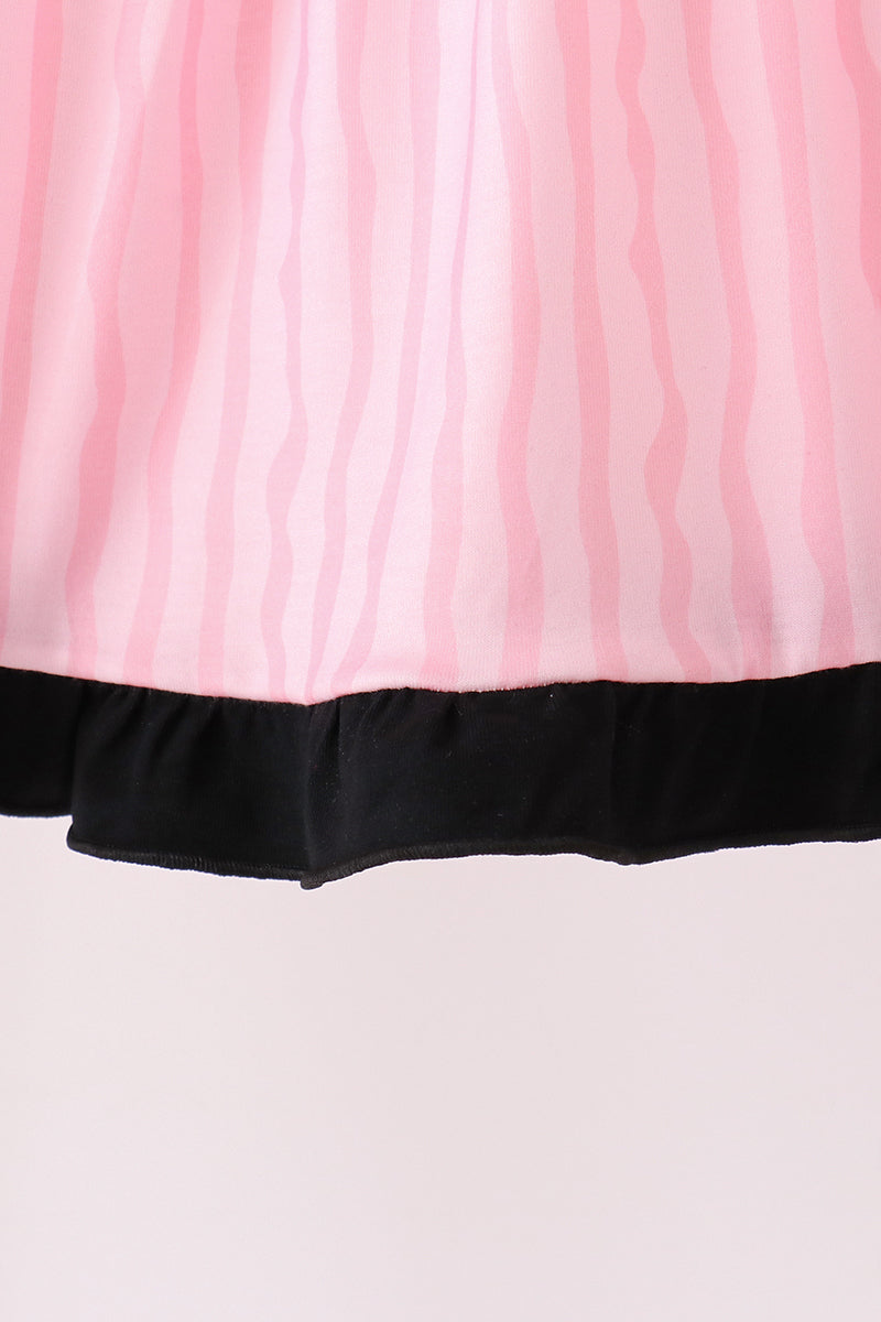 Pink ghost applique stripe dress