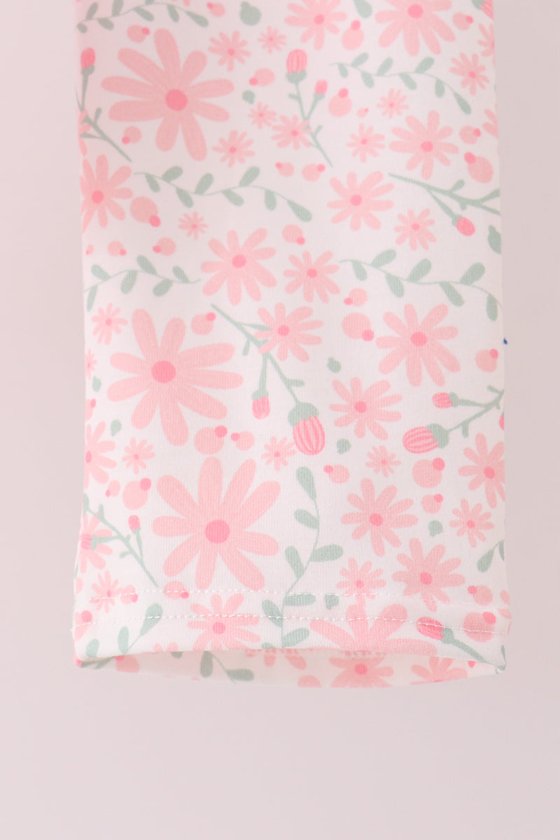 Pink floral bow pants set