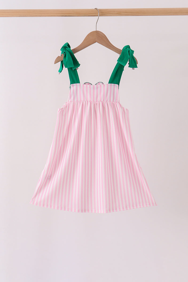 Pink Christmas Tree Embroidery Dress