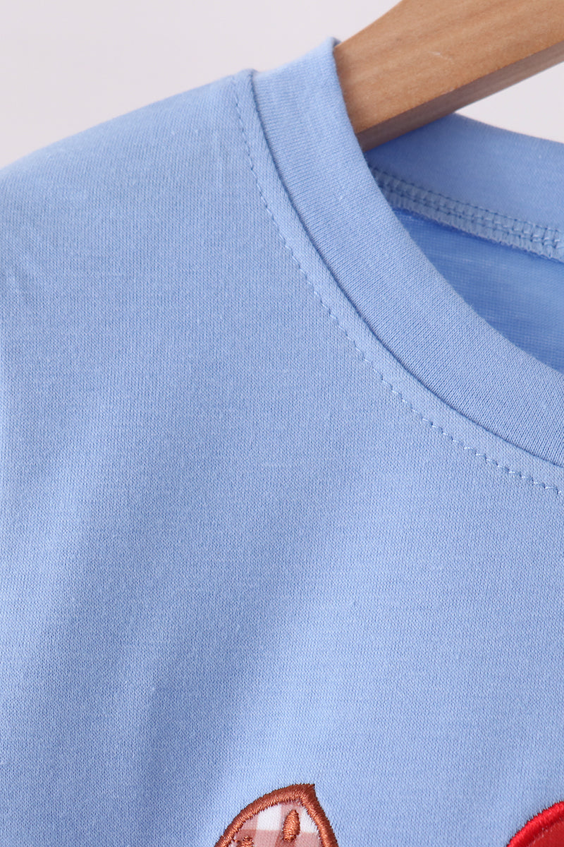 Blue Milk Cookies Embroidery Top