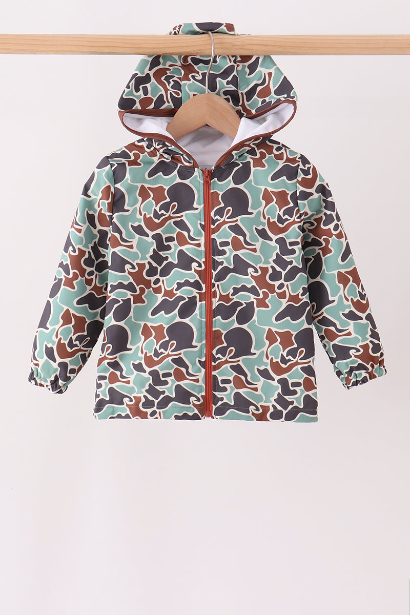 Green Camouflage Raincoat