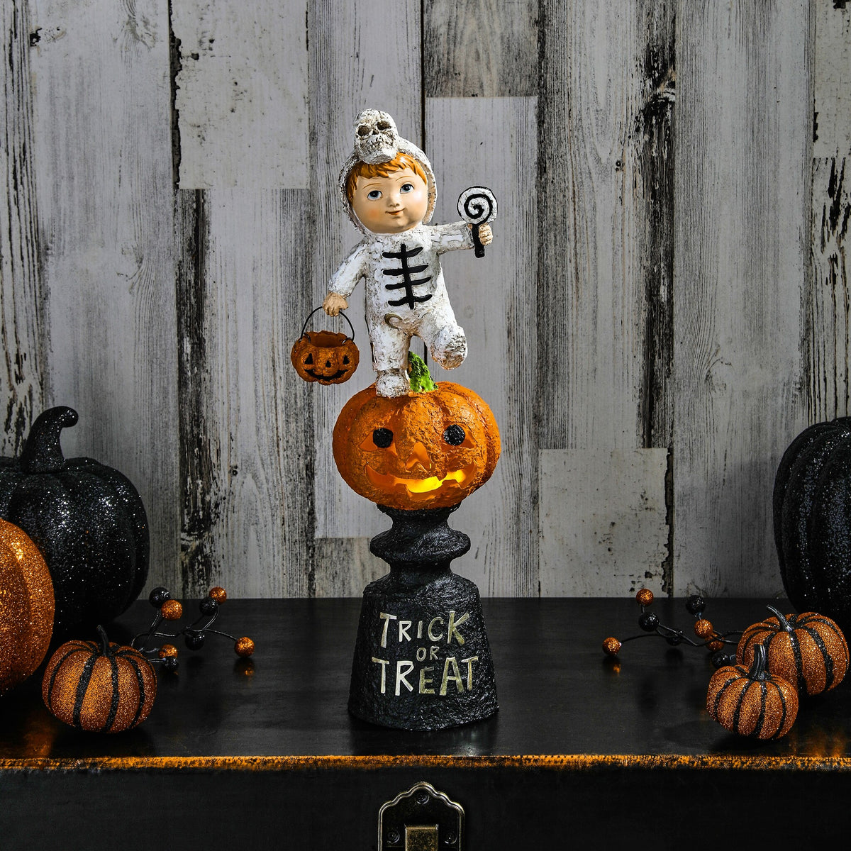 16.5" LED Pumpkin With Child - Orange